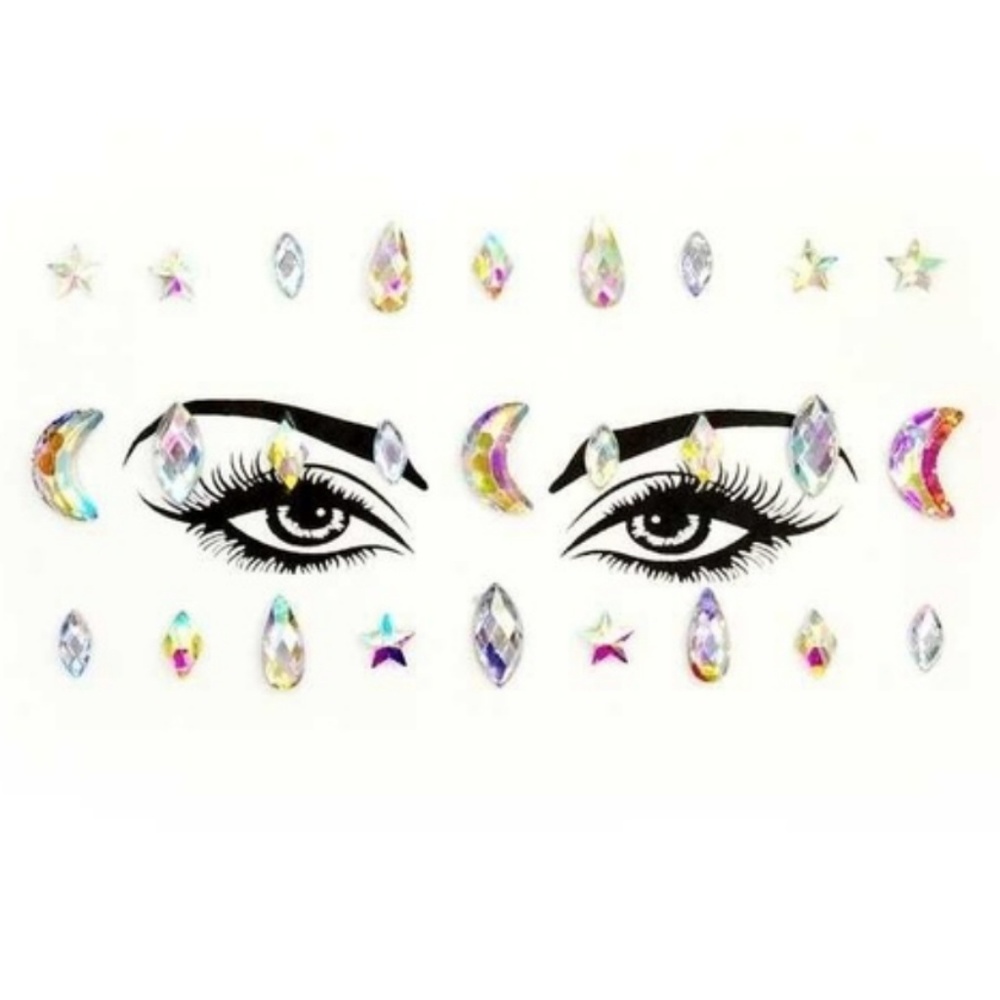 🌙 Moon Single Face Gem Jewel Stickers